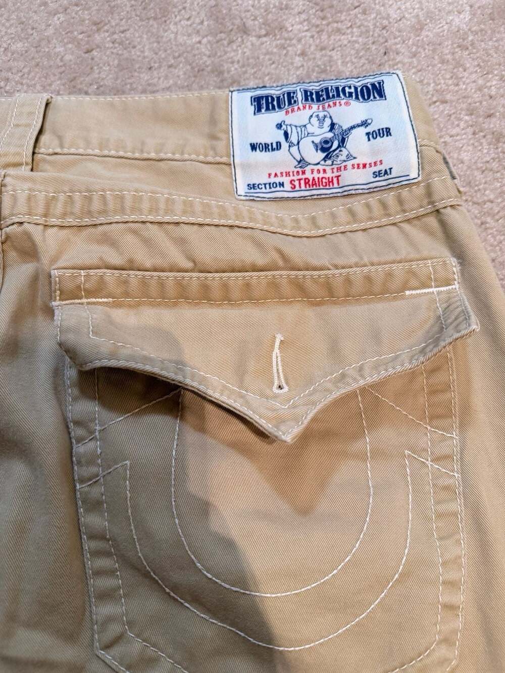 True Religion Brand Jeans Men's Straight Fit Tan Pants, Size 36 (i)